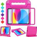 BMOUO Kids Case for iPad A16 11th Generation 11" 2025/iPad10th Generation 10.9 Inch 2022 - with Screen Protector, Shockproof Covertible Handle Stand iPad 11th 10th Generation Case for Kids, Rose