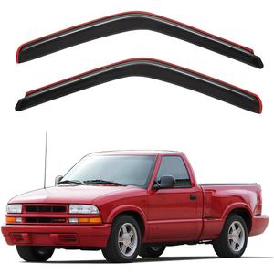Lightronic Extra Durable Clip-on in-Channel Auto Vent Window Visor, Fits 1994-2003 Chevrolet S10 & GMC Sonoma, 1995-2005 Chevy Blazer & GMC Jimmy, UV-Protect Rain Guard Wind Deflector, Smoke, 2Pcs
