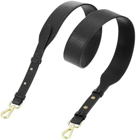 uxcell PU Leather Purse Strap, 41.7"-45.3" Adjustable Crossbody Replacement Straps 1.5" Width for Handbags, Shoulder Bag (Black, Gold Clasp)