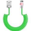 chubbycable Neon Chubby Neon Glow Coiled USB C Cable for Car 100W Fast Charging Spring Cable with Gradient Illumination Compatible with iPhone 17-15 Series, Green, USB-A to Type-C, 1.64FT-4.43FT