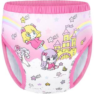 Littleforbig Soft Silky Underwear Comfortable Washable Reusable Adult Training Pants - Fairy Littles in Dreamland Design, M (Pink)