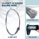 100PCS Baling Wire, 14 FT 14 Gauge Galvanized Steel Wire Bulk with Single Loop Easy to Bend&Use to Securing Compressed Items Or Bundling Cardboard Galvanized Baling Wire Work Seamlessly with Baler