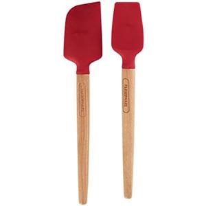 Farberware 5216385 Professional Heat Resistant Silicone Spatula with Wood Handle-Safe for Non-Stick Cookware, Set of 2, Red