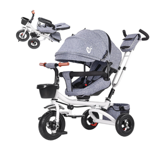 Baby Tricycle, 4-in-1 Folding Smart Baby Kids Bike Trikes Stroller with Handle, 360°Swivel Seat, 3-Gear Adjustable Carport and Seat Backrest, Adjustable Push Tricycle for Kids 1-6 Years