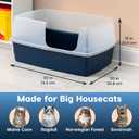 IRIS USA XX-Large Side Entry Cat Litter Box, Open Top Extra Large Litter Box for Big Cats and Multi-Cat Households, High Sided Scatter Shield, Easy to Clean, 30" L x 20" W x 14" H, Navy