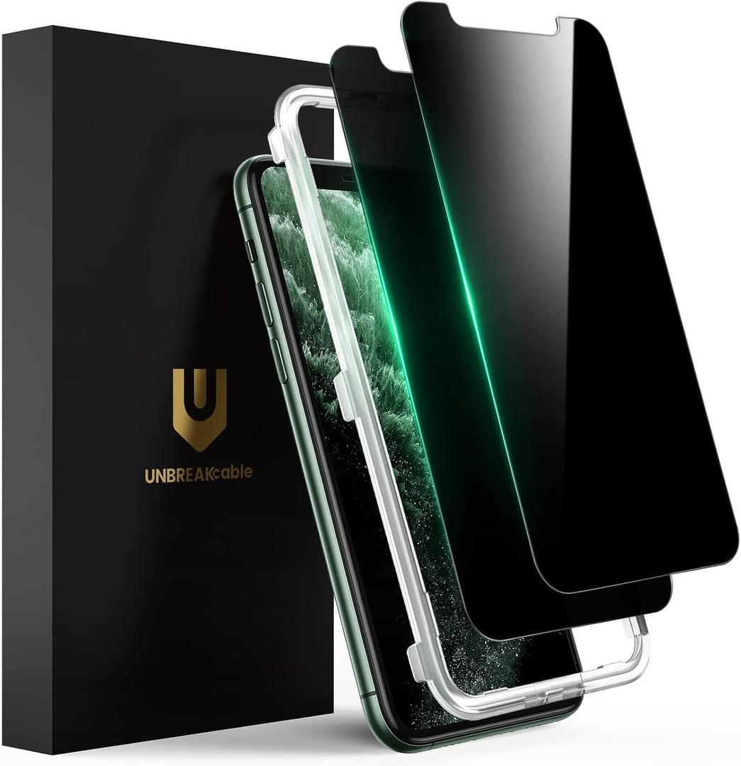 UNBREAKcable 2 Pack Privacy Screen Protector for iPhone 11 Pro Max/Xs Max, Shatterproof Tempered Glass [True 28 Anti Spy] [9H Hardness] [Easy Installation] Protector for Apple 6.5" 