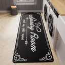 Non-Slip Laundry Room Rug Runner 17.3"x47.2" Washable Floor Cushioned Rubber Carpet Black Bathroom Hallway Mudroom Kitchen Mat for Farmhouse Entryway Washroom Decor Accessories