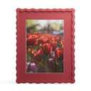 THKRLOF 11x14 Picture Frame with Mat for 8x10, Wavy Edge Wooden Real Glass Photo Frame for Wall Hanging, Red, 1 Pack