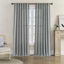 Back Tab and Rod Pocket Linen Curtains 102 Inch Length 2 Panels Set, Light Filtering Semi Sheer Farmhouse Boho Curtains & Drapes for Bedroom Living Room, W50 x L102, Dove Grey