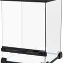Reptile Terrarium 8"x8"x12" Mini, Front-Opening Glass Tank with Mesh Lid & Lock, 360 Glass Enclosure for Small Reptiles, Frogs, Tarantulas, Jumping Spiders & Geckos