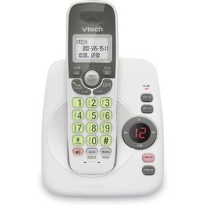 [New] VTech VG134 DECT 6.0 Cordless Home Phone with Bluetooth Connection, Digital Answering Machine, Backlit Display,Full Duplex Speakerphone, Caller ID/Call Waiting,1000 ft Range (White/Grey)