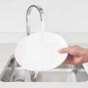 9 Inch White Melamine Plates Flat Bottom Deep Round Dinner Plates Salad and Dessert Plates Lightweight Durable and Easy to Clean,Non Ceramic Disc Pad Set of 6,PYW-9-06