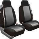 FH Group All Purpose Flat Cloth Car Seat Covers for Bucket Seats, 2 Piece Universal Fit, Washable Seat Covers for SUV, Sedan, Van - Front Set Gray