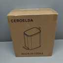 CEROELDA Small Bathroom Trash Can with Lid Soft Close-5L/1.3 Gal Stainless Steel Garbage Can-Step Pedal Wastebasket Slim Trash Bin for Office, Bedroom, Toilet, Live Room-White