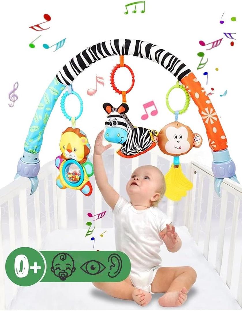 Pau1Hami1ton Baby Stroller Arch Toys, Car Seat Toys,Bouncer Toy Bar/Mobile for Bassinet,Adjustable Baby Hanging Toys Fit for Crib Bed,Stroller,Car Seat Gifts.S-19(Zebra) (Multicolored)