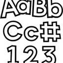 Carson Dellosa Education 219-Piece White with Black Trim Cutout Letters, 4" Upper and Lowercase Alphabet, Numbers, Punctuation, and Symbols for Bulletin Board, Posterboard, Party, and Classroom Decor