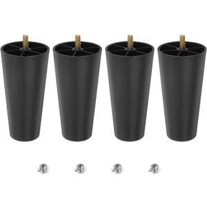 uxcell 5.5 inch Plastic Furniture Legs, Set of 4 Round Tapered Table Sofa Cabinet Bed Legs, Replacement Furniture Couch Feet with M8 Hanger Bolts