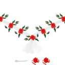 PATIKIL Wedding Car Flower, Artificial Flowers Bouquet Set Wedding Car Decoration for Decoration Handle Ornament Supplies Party, White, Red