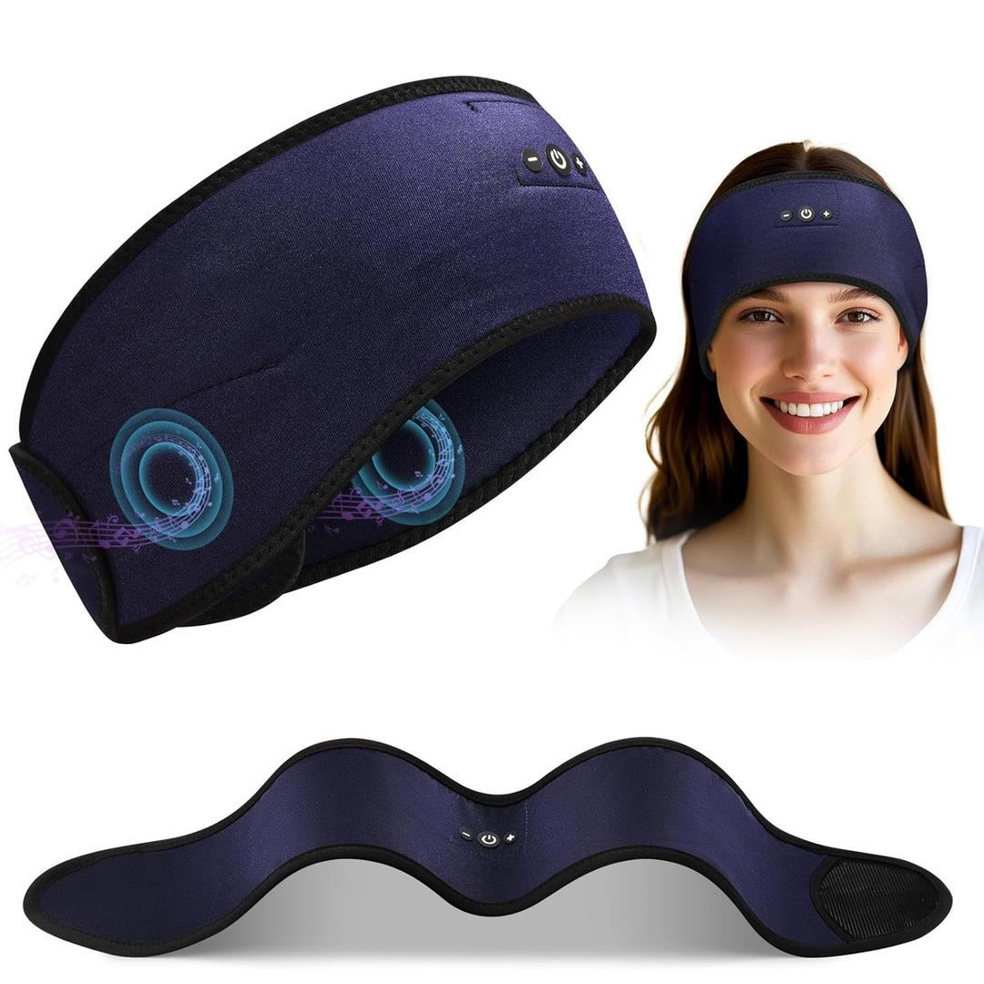 Sleeping Headphones Headband with Adjustable Hook and Loop, Bluetooth Headband Headphones for Sleeping Workout Running Yoga Gift - Unisex Purple