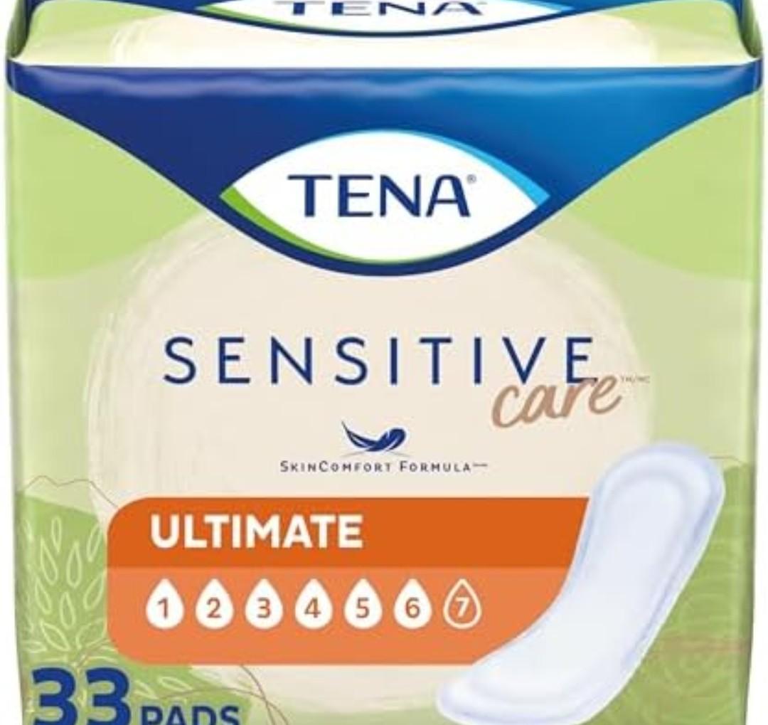TENA Sensitive Care Ultimate Pads, Regular Length,(3 Packs- 99 Total)