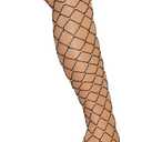 LUCKELF Women's Thigh High Stockings Rhinestone Fishnet Elastic Stockings Big Fish Net Tights Pantyhose (Black)