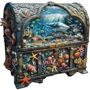 Wooden Puzzles for Adults Treasure Chest Ocean 275pcs L | Unique Shape Wood Puzzle, Gifts for Friends and Family, Wall Art Home Decor 13.4*13.1in, Large