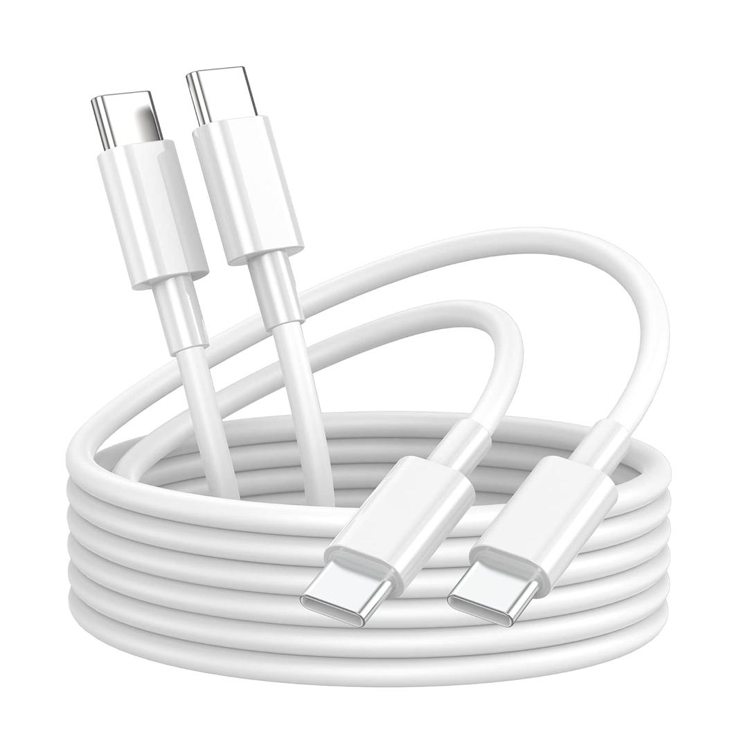 USB C to USB C Charging Cable for Apple iPhone 16 Charger Fast 6ft Long USBC to USB-C Power Cord for iPhone 16/15 Pro Max/MacBook Air 13 inch/IPad Pro/Air/10th/4/5 Type C 2Pack 6 ft 60W (White)