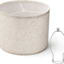 1 Pc Beige Lamp Shade, 13" Top X 13" Bottom X 10" High Drum Lamp Shades Large Drum Lampshades for Table Floor Lamps Natural Linen Beige Modern Fabric Lampshade, Spider Fitter, Easy Assembly