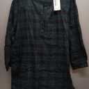 Esenchel Women's Plus Size Long Cotton Flannel Nightgown (4X-Large Plus, Green & Black)
