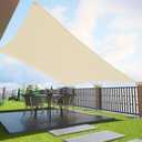 Rectangle 12'x16' Sun Shade Sail Curved for Patio Pool Backyard, 300D Oxford Outdoor Shade Cover, Patio Shades for Deck, Beige