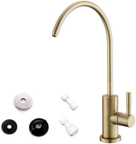 Drinking Water Faucet for Kitchen Sink, Gold Kitchen Water Filter Faucet Stainless Steel for Reverse Osmosis or Water Filtration System Beverage Non-Air Gap RO Faucet Gold Finish