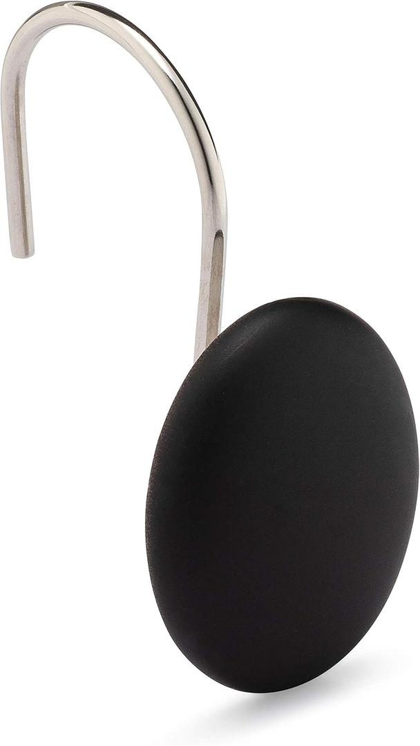 Essentra Home Matte Black 12-Piece Shower Curtain Hooks Set - Matte Black Collection