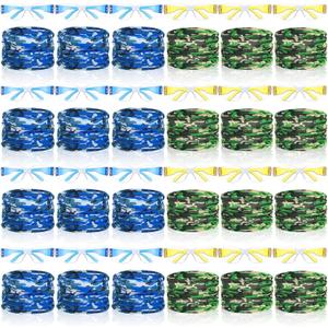 Xtinmee 48 Pcs Gun Party Supplies for Boy and Girls Includes Safety Glasses and Face Mask for Children Birthday Party Favors Teams Accessories(Blue, Yellow)