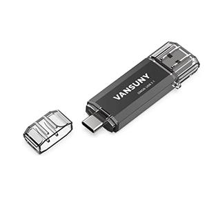 Vansuny 256GB Type C Flash Drive Upgraded 130MB/s USB 3.1 Flash Drive 2 in 1 OTG USB A + USB C Memory Stick with Keychain Dual Type C USB Thumb Drive for Android Smartphones, Tablets, MacBook, PC