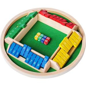 Shut The Box Dice Game,2-4 Player Family Wooden Board Table Math Games, 8 Dices Classics Tabletop Version Games for Classroom,Home,Party or Pub