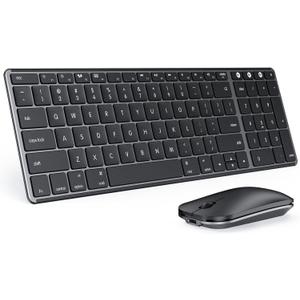 seenda Bluetooth Keyboard and Mouse Combo for Mac, SKM64-2 Rechargeable Silent Wireless Keyboard Mouse Compact Slim, 3 Multi-Device Connection, Compatible for Mac MacBook Pro/Air iPad, Black Gray