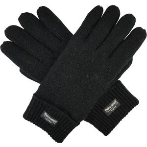 BRUCERIVER Men's Pure Wool Knitted Gloves with Warm Fleece Lining (Large-X-Large, Black)