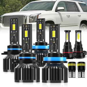 For 2015-2019 GMC Yukon light Bulbs, 9005 High Beam H11 Low Beam H16 Fog Light License Plate Lights Combo, 8PCS