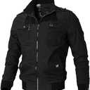 Oymyakon Men's Casual Military Jacket Stand Collar Jackets Coats Cotton Bomber Jackets with Shoulder Straps Large