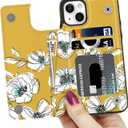 LETO for iPhone 13 Mini Case,Flip Folio Leather Wallet Cover with Fashion Flower Designs for Girls Women,Built-in Card Slots Kickstand Protective Shell Tiny White Florals