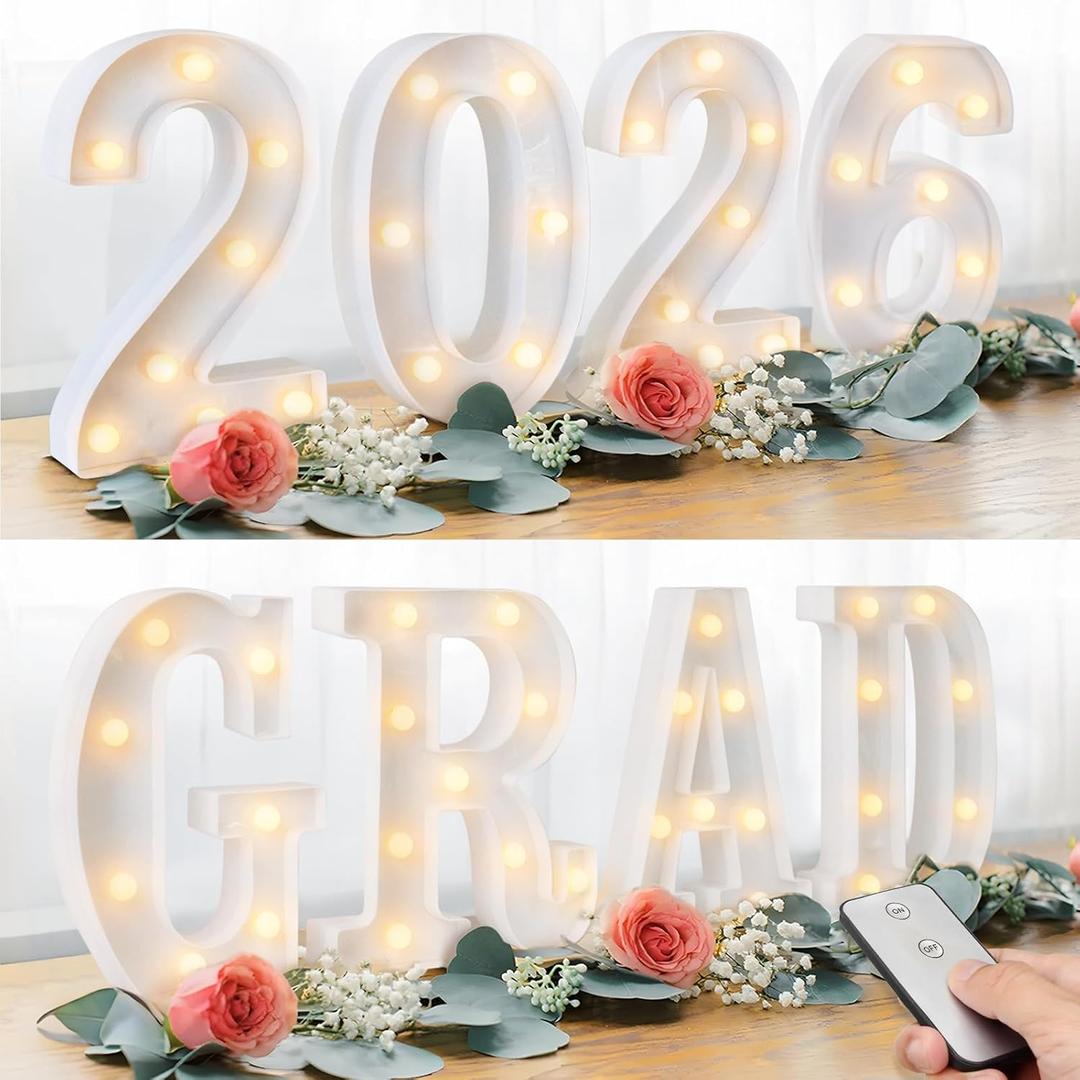 Graduation Decorations 2026 Deals8 LED Long Marquee Light Up Letters 'Grad 2026'  Graduation Party Decor for Kindergarten Preschool High School College Graduation