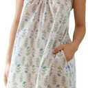 Sotimoon Womens Ruffle Nightgown Sleeveless Floral Night Gown Cotton Nightdress Size M