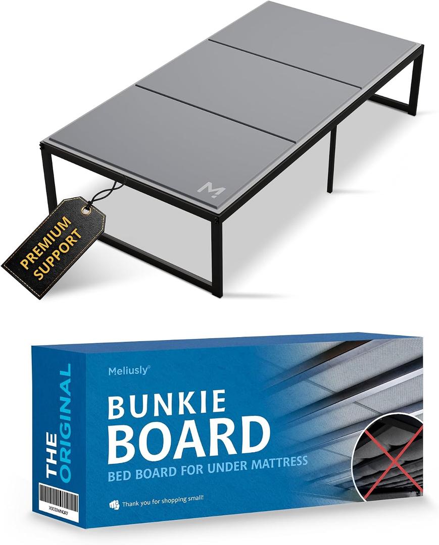 Meliusly Low Profile Bunkie Board Twin Size (38x75) - Non-Slip Breathable Bed Support Board for Slatted Bed Frame, Anti-Sag Under Bed Support, Noise Minimizing Moisture Resistant Bed Board