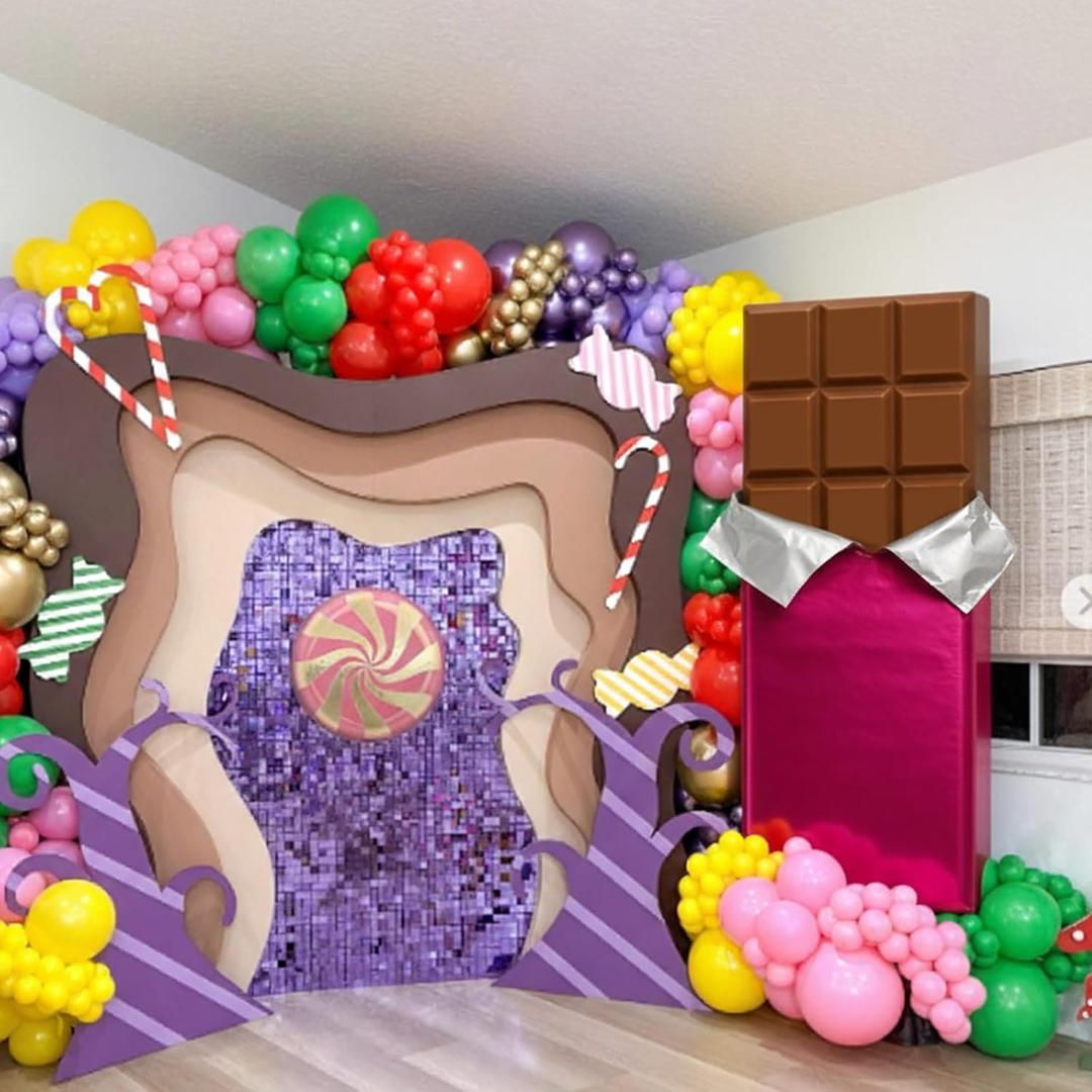 Christmas Chocolate Bar DIY Set Include 3 Sectional Plastic Serving Tray Hot Glue with Glue Sticks Rose Red Tin Foil Poplar Board Hinge with Screws Ideal Christmas DIY Supplies