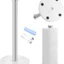 Standing Paper Towel Holder, Kitchen Paper Towel Roll Holder- for Bathroom Kitchen Countertop with Weighted Marble Base for One-Handed Operation (Silver), Silver Paper Towel Holder