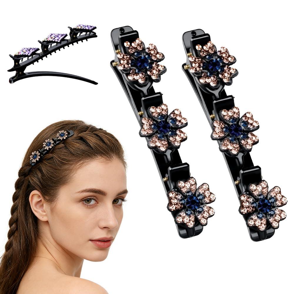 Sparkling Crystal Stone Braided Hair Clips, 2026 New Rhinestone Hair Clips Hair Braid Clips, Girls/Women Hair Accessories for Styling Sectioning (20#)
