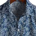 Mens Hawaiian Shirt Short Sleeve Button Down Cotton Floral Shirts Casual Tropical Beach Summer Shirts (Blue, XXXL)
