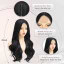 Long Black Wig for Women 26 Inch Wavy Synthetic Wig Natural Wave Middle Part Heat Resistant Natural Looking Black Curly Wig for Daily Use Cosplay Halloween