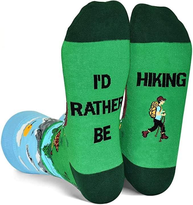 vavcktye Funny Socks Stocking Stuffers for Men Teens Gifts For Christmas Birthday Gifts for Men Dad Boyfriend Son Him (Hiking)