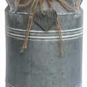 Venalys Vintage Galvanized Metal Milk Can, Farmhouse Decorative Flower Vase, Rustic French Country Milk Jug for Home Decor,10.6''H